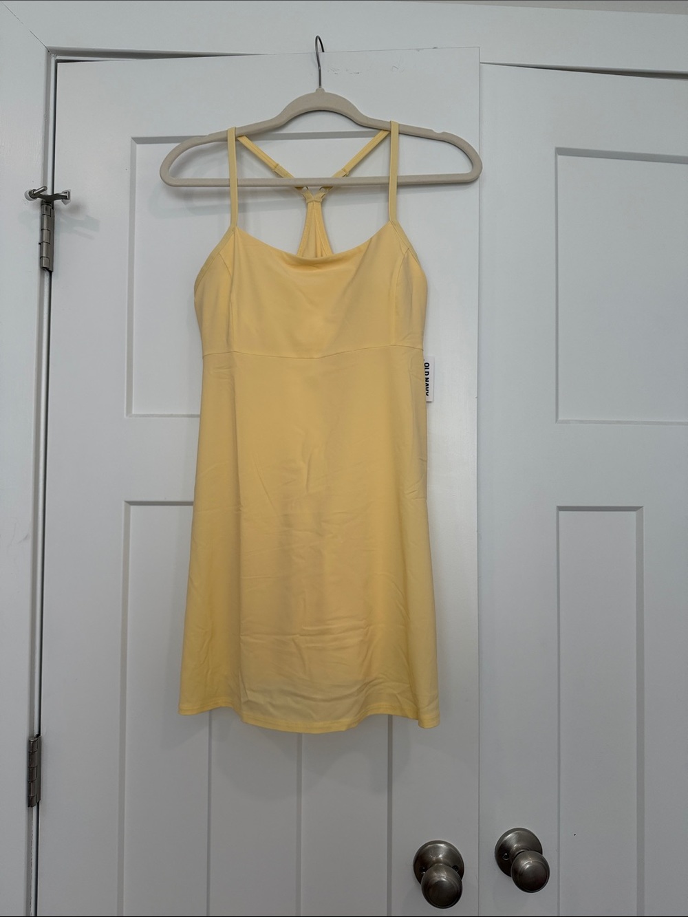 Old Navy Pale Yellow Strappy Midi Athletic Dress